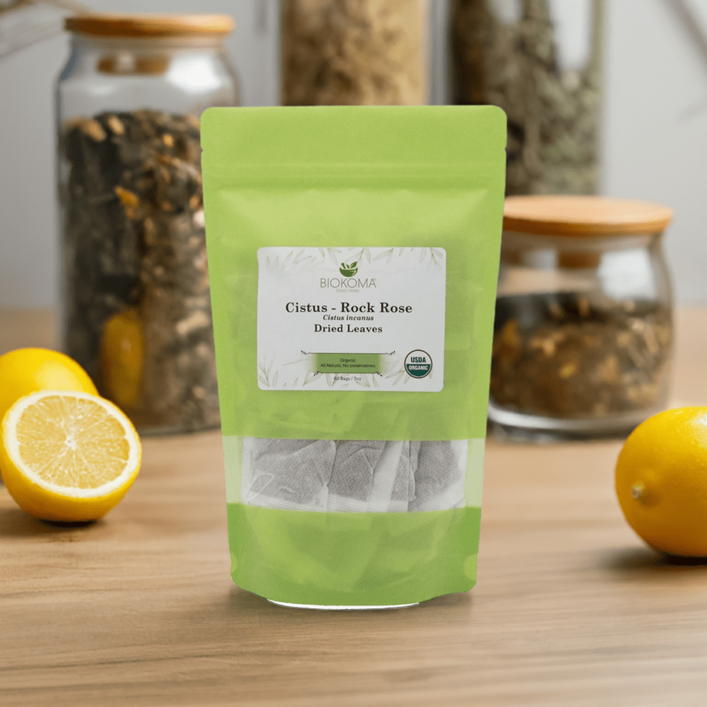 Cistus - Rock Rose (Cistus incanus) Organic Dried Leaves 60 Tea Bags 3oz - BIOKOMA® - Dried Herbs