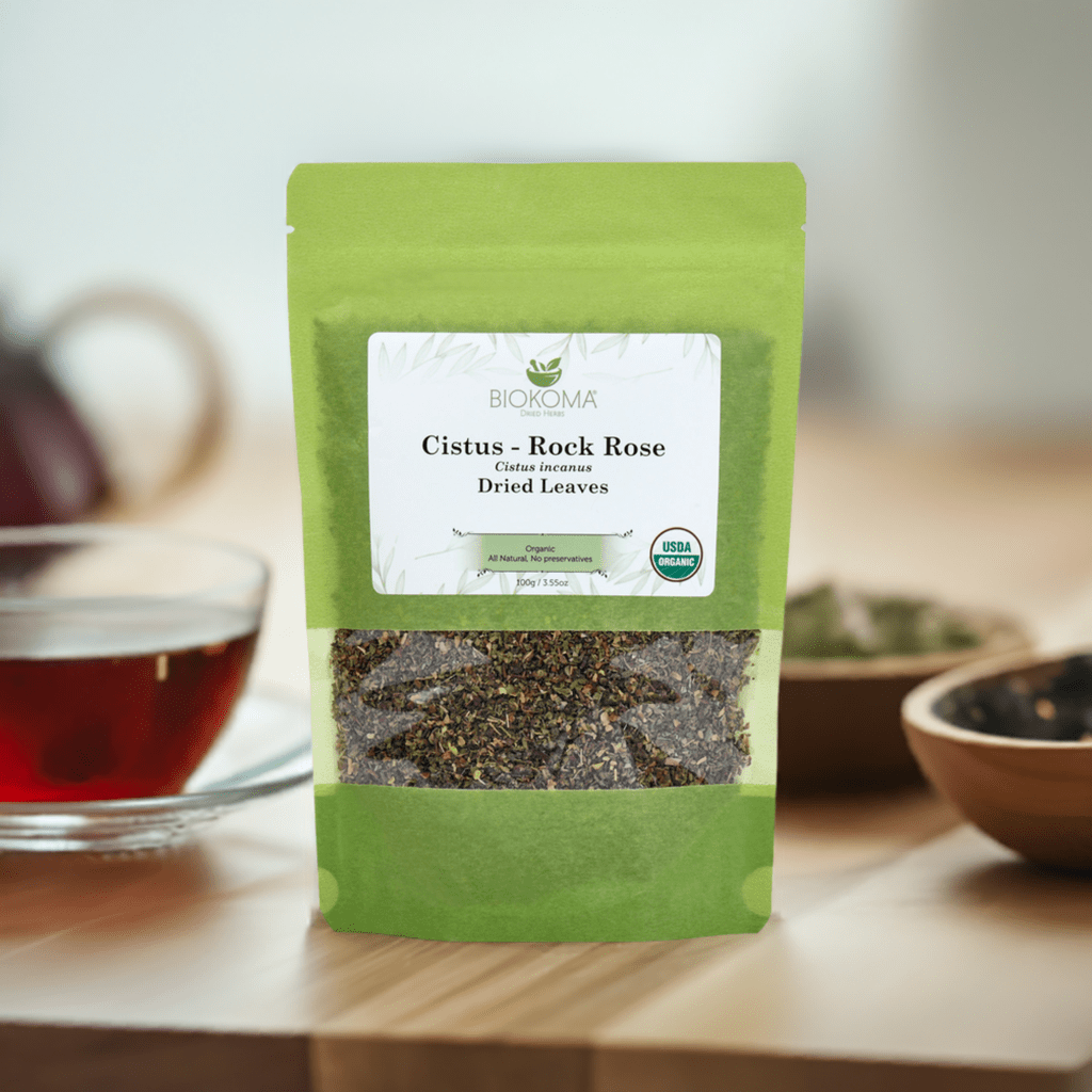 Cistus - Rock Rose (Cistus incanus) Organic Dried Leaves 100g 3.55oz - BIOKOMA® - Dried Herbs
