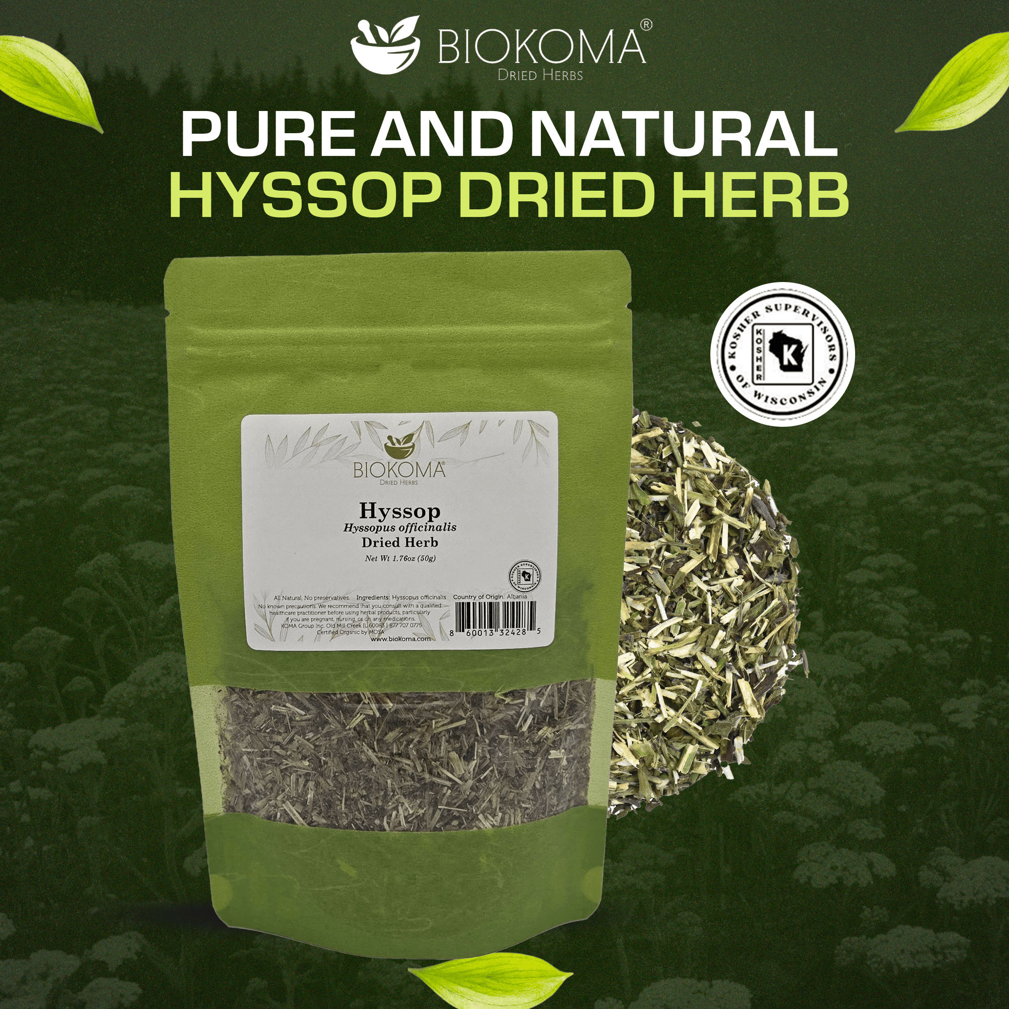 Hyssop (Hyssopus officinalis) Dried Herb 50g 1.76oz - BIOKOMA® - Dried Herbs