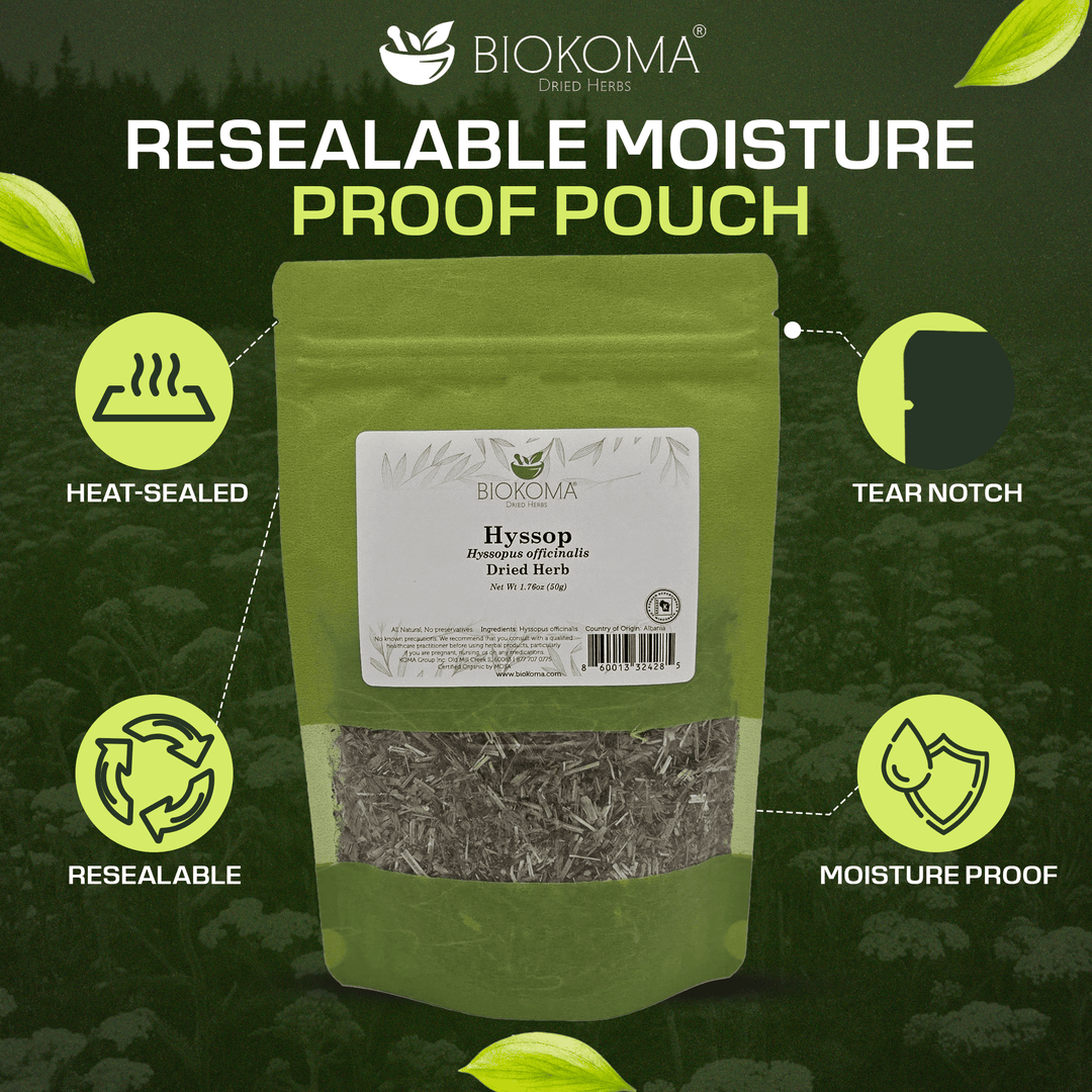 Hyssop (Hyssopus officinalis) Dried Herb 50g 1.76oz - BIOKOMA® - Dried Herbs