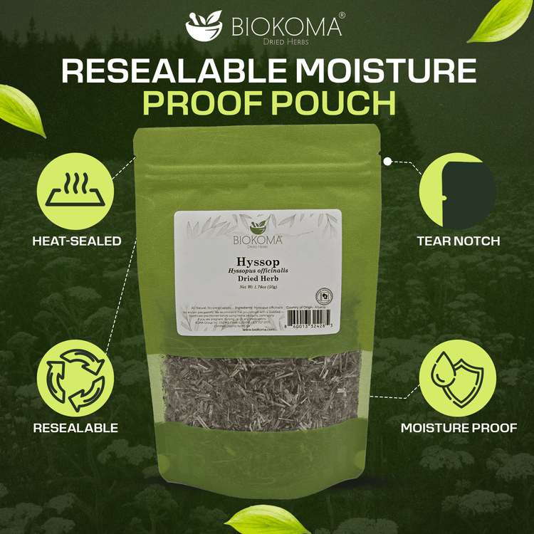 Hyssop (Hyssopus officinalis) Dried Herb 50g 1.76oz - BIOKOMA® - Dried Herbs