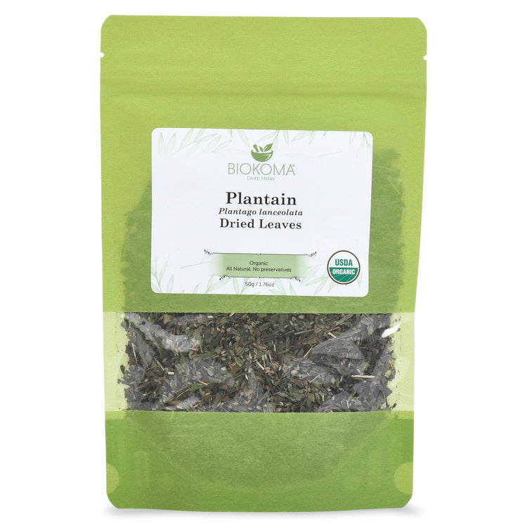 Plantain (Plantago lanceolata) Organic Dried Leaves 50g 1.76oz - 05.17.2024-BIOKOMA® - Dried Herbs