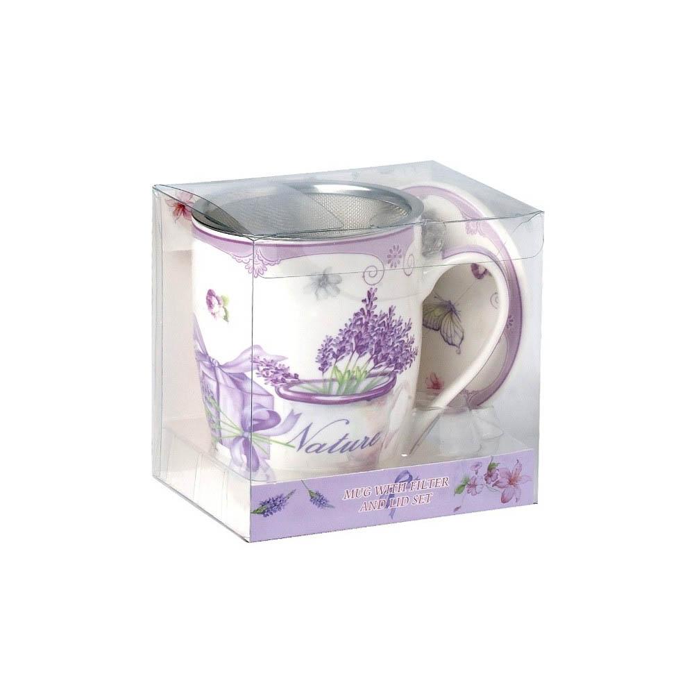 Tea Herb Mug Cup with Infuser and Lid 12fl oz - Lavender 2 | Biokoma.com