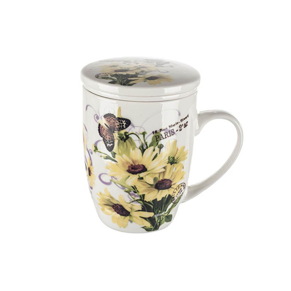 Tea Herb Mug Cup with Infuser and Lid 12fl oz - Sunflower | Biokoma.com