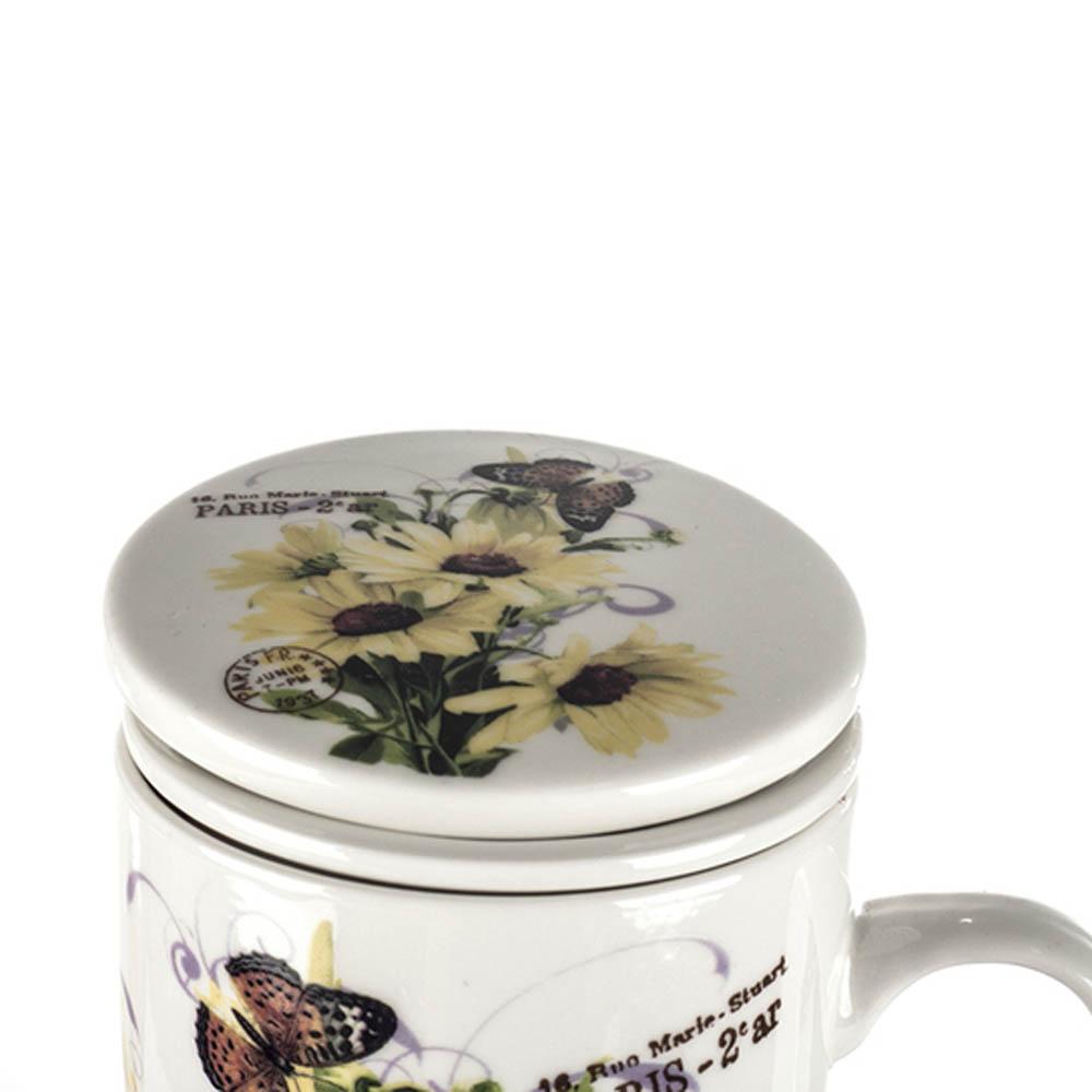 Tea Herb Mug Cup with Infuser and Lid 12fl oz - Sunflower | Biokoma.com