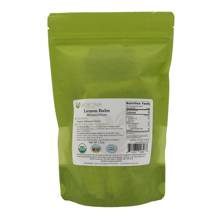 Lemon Balm Melissae Folium Organic Dried Leaves 30 Tea Bags