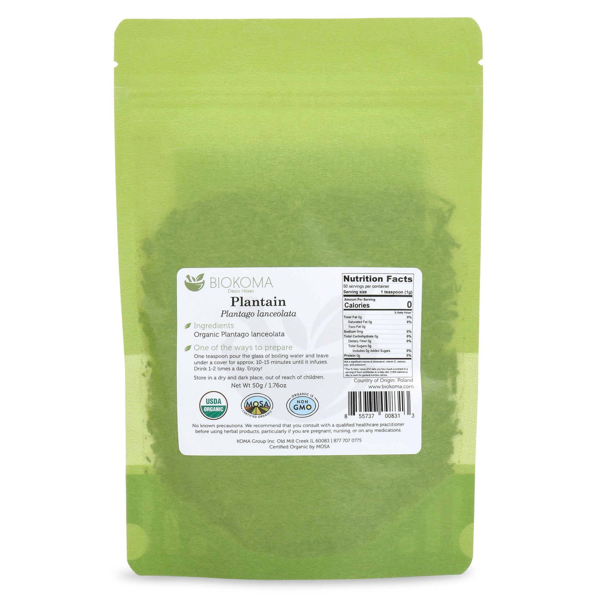 Plantain Plantago Lanceolata Organic Dried Leaves Herbal Tea