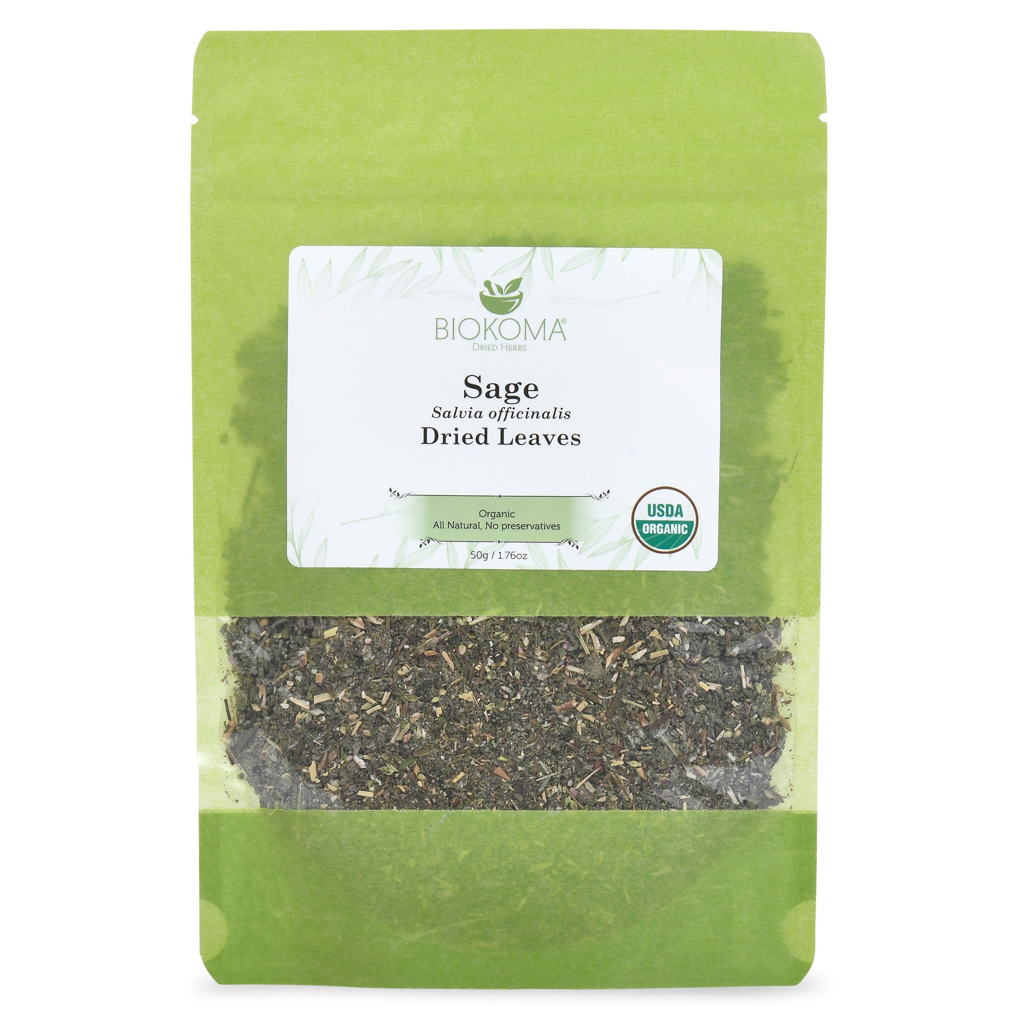 Sage (Salvia officinalis) Organic Dried Leaves 50g 1.76oz - BIOKOMA® - Dried Herbs